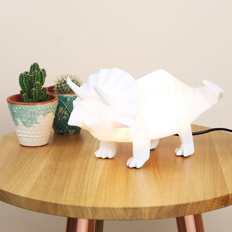 Dino Lamp - Triceratops (White)