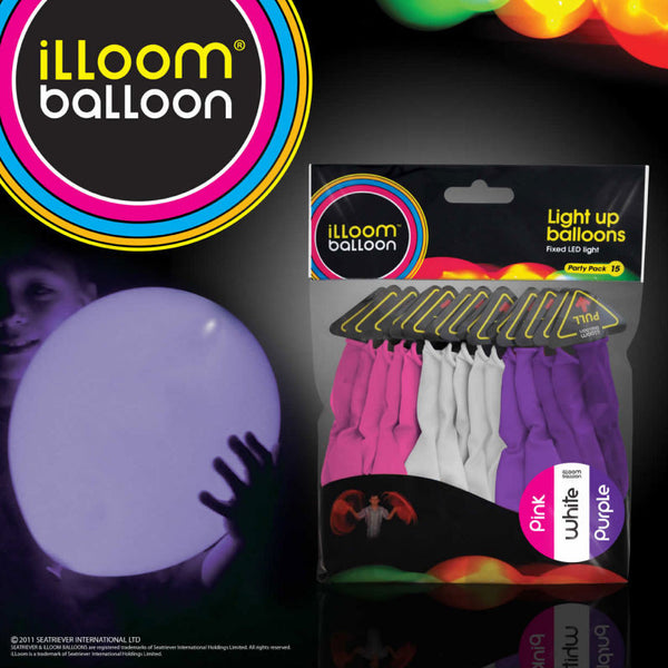 illoom Balloon Pink, Purple And White 15 Pack
